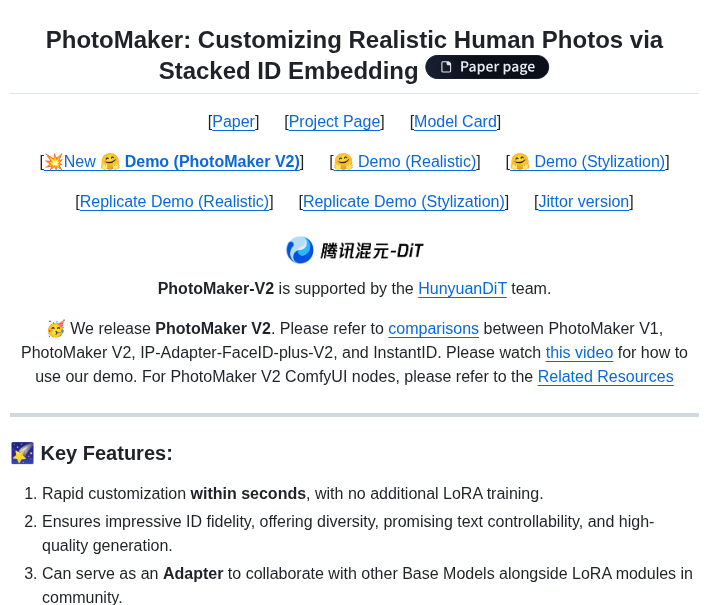 Tencentarc Photomaker screenshot