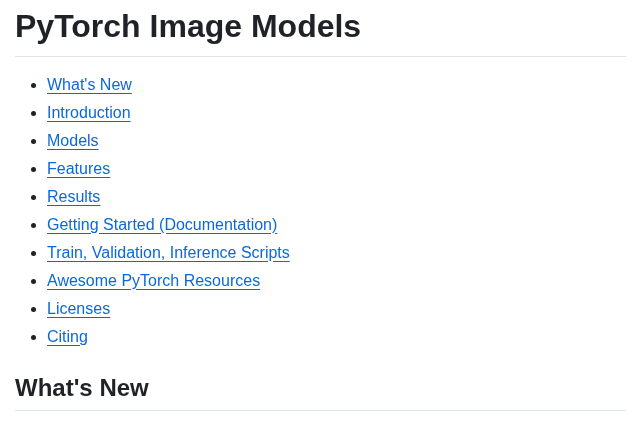 Huggingface Pytorch Image Models screenshot