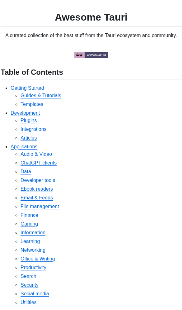 Tauri Apps Awesome Tauri screenshot
