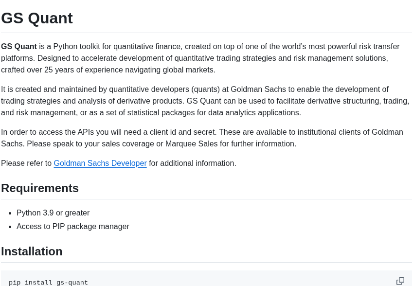 Goldmansachs Gs Quant screenshot