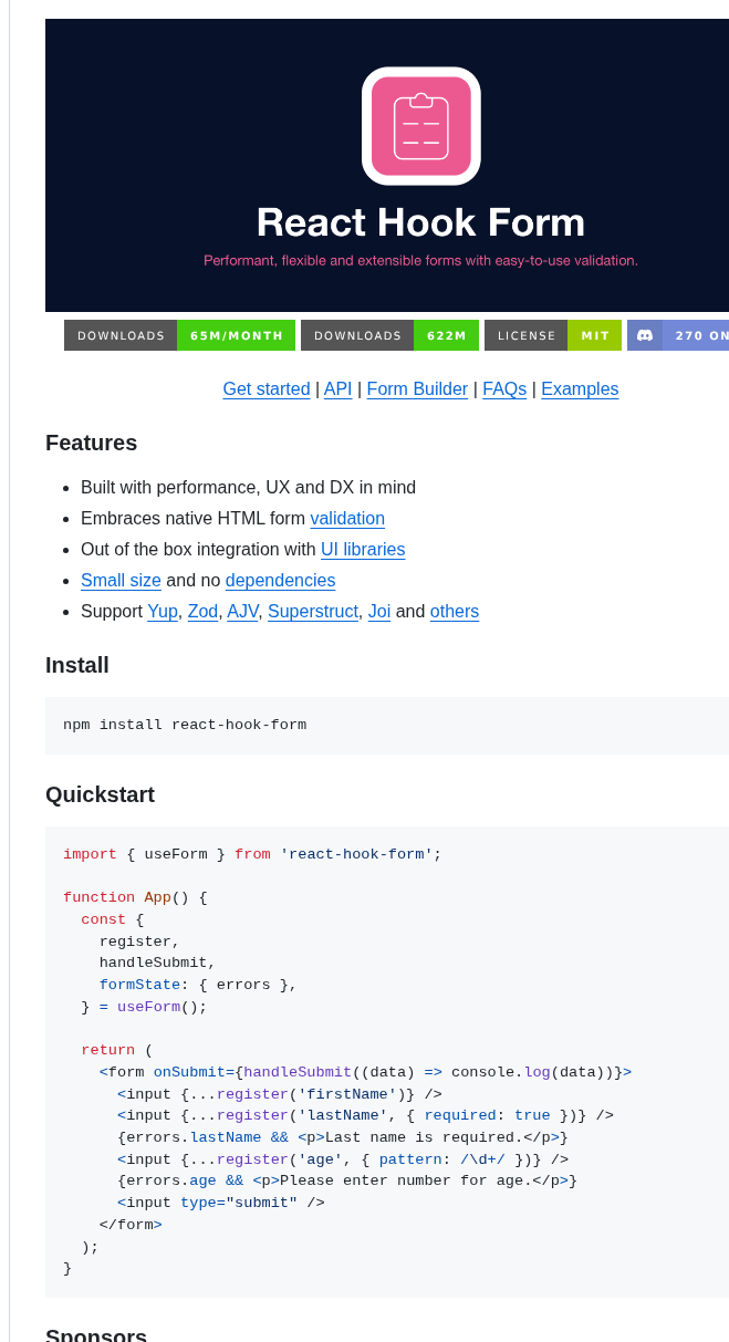 React Hook Form React Hook Form screenshot