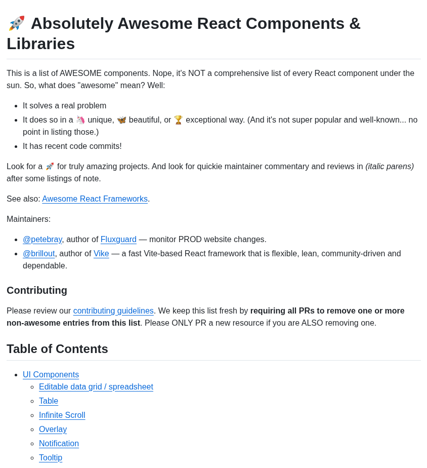 Brillout Awesome React Components screenshot