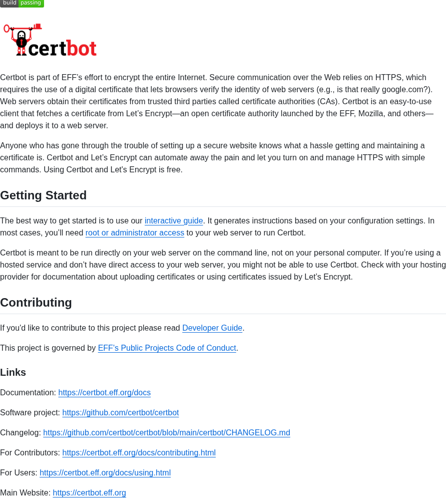 Certbot Certbot screenshot