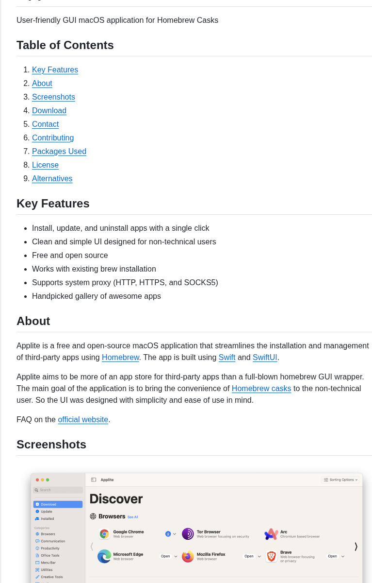 Milanvarady Applite screenshot