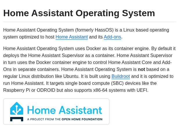 Home Assistant Operating System screenshot