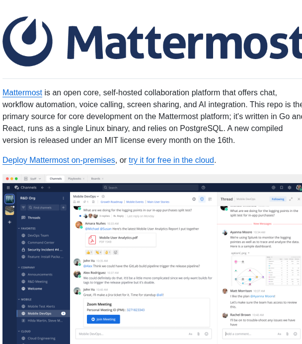 Mattermost Mattermost screenshot