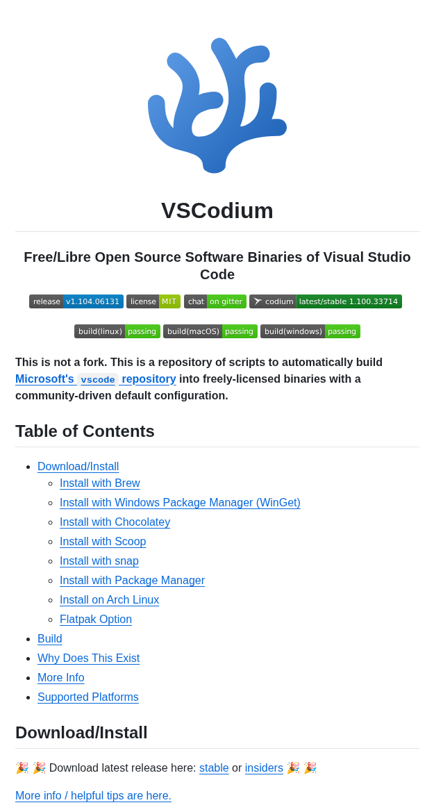 Vscodium Vscodium screenshot