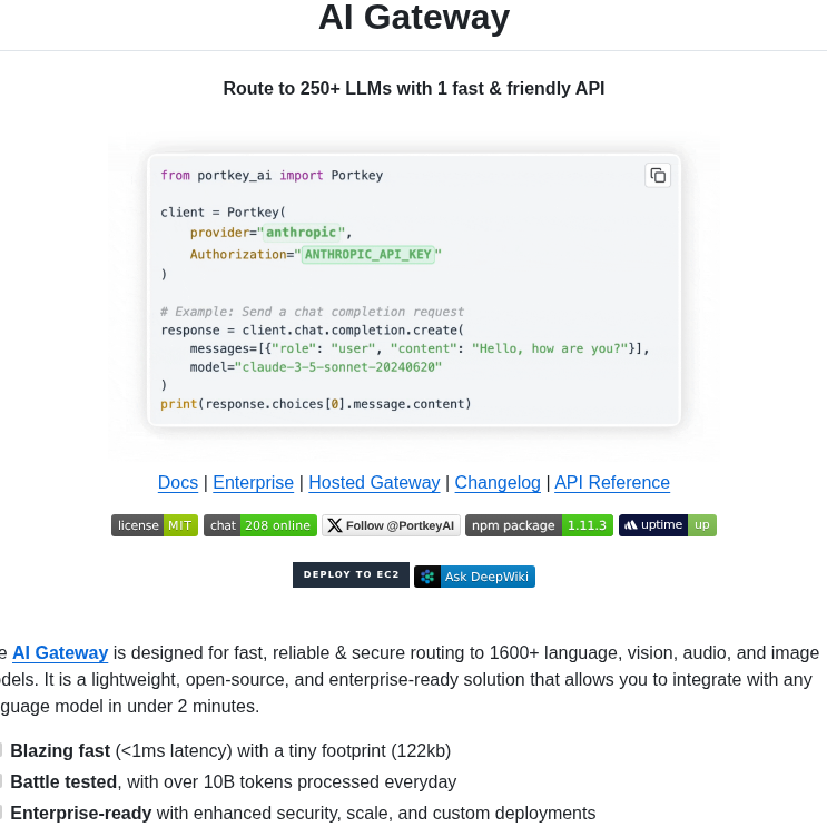 Portkey Ai Gateway screenshot