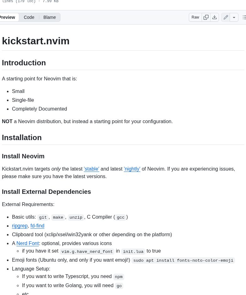 Nvim Lua Kickstart.nvim screenshot