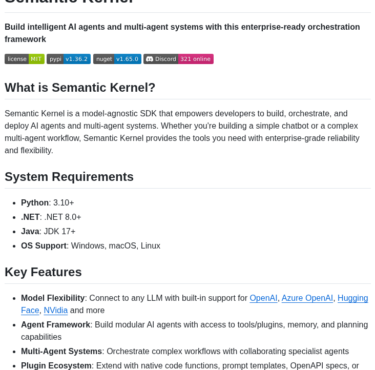 Microsoft Semantic Kernel screenshot