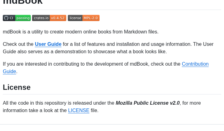 Rust Lang Mdbook screenshot