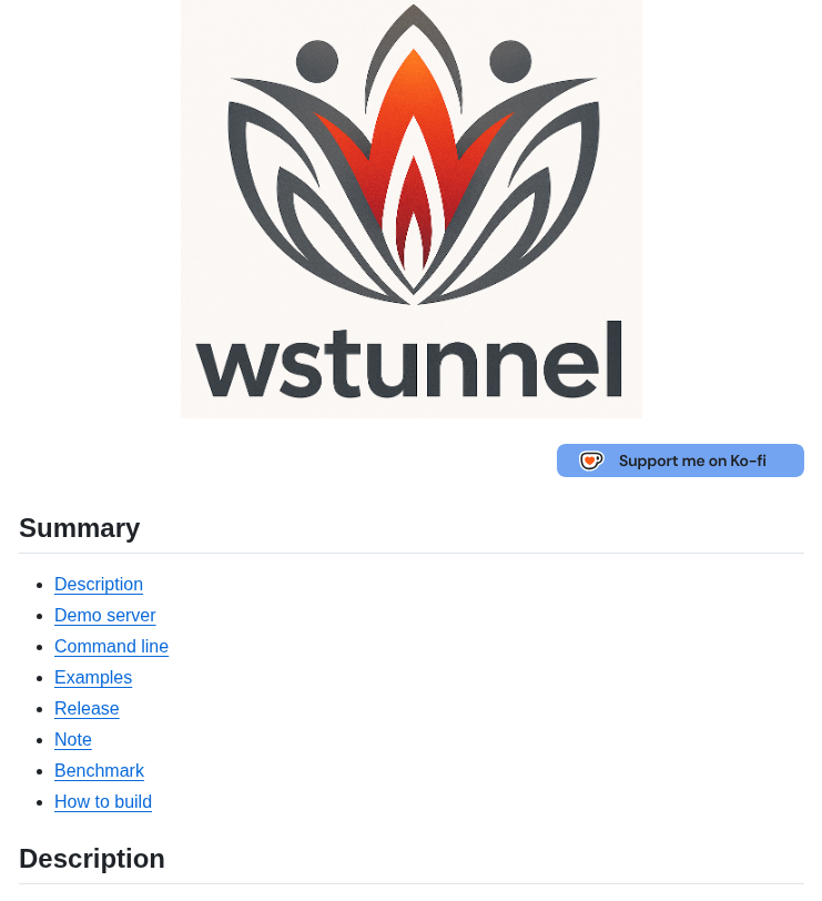 Erebe Wstunnel screenshot