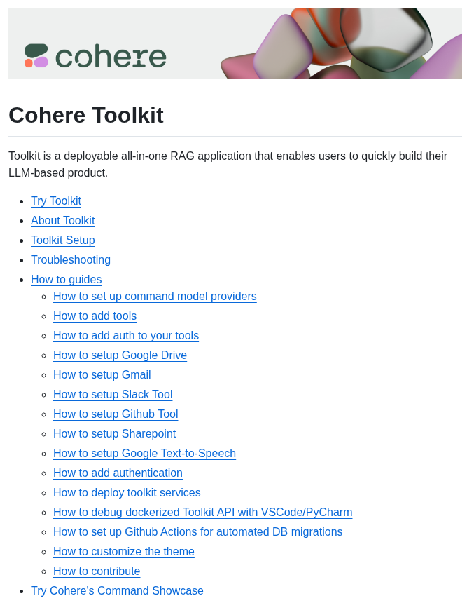 Cohere Ai Cohere Toolkit screenshot