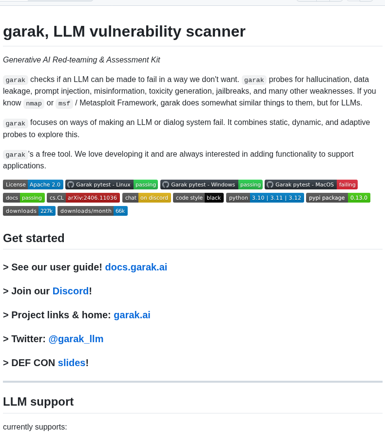 Nvidia Garak screenshot