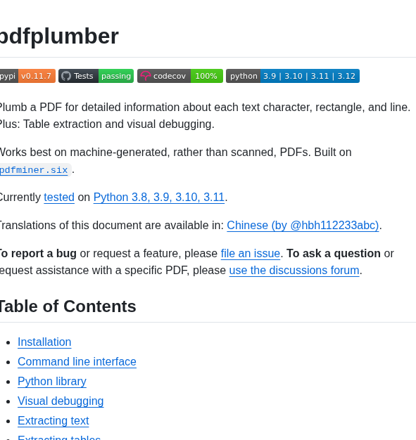 Jsvine Pdfplumber screenshot
