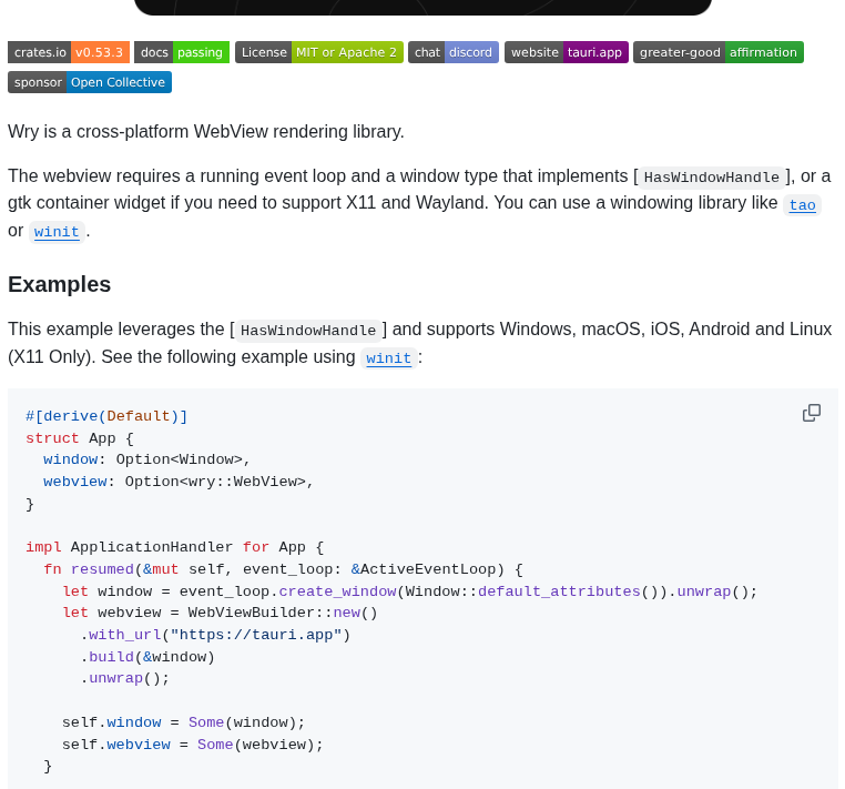 Tauri Apps Wry screenshot