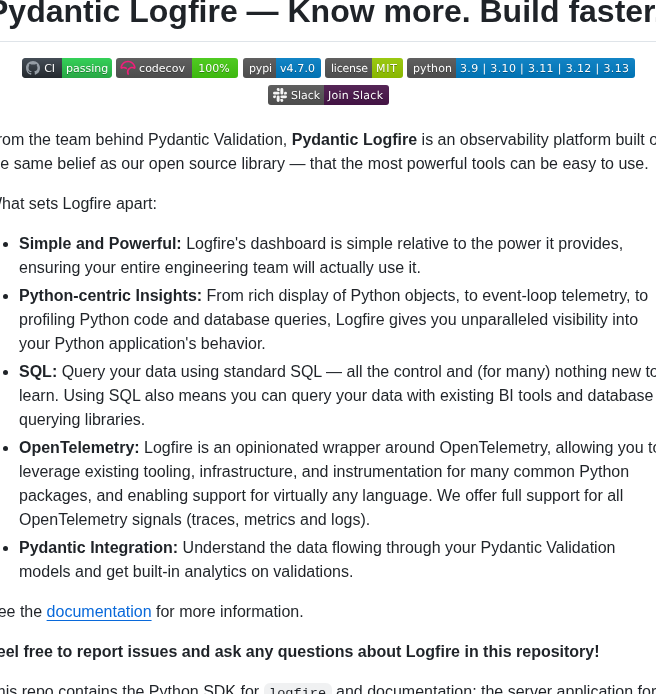 Pydantic Logfire screenshot