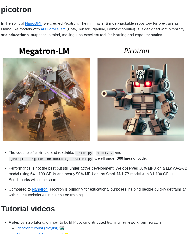 Huggingface Picotron screenshot