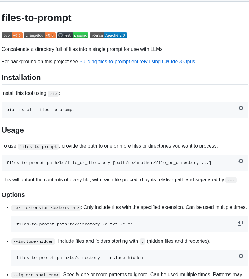 Simonw Files To Prompt screenshot