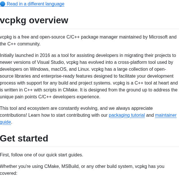 Microsoft Vcpkg screenshot