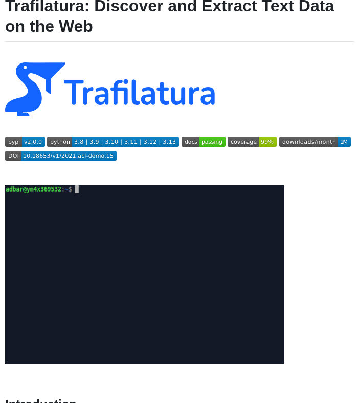 Adbar Trafilatura screenshot