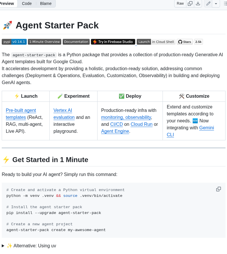 Googlecloudplatform Agent Starter Pack screenshot