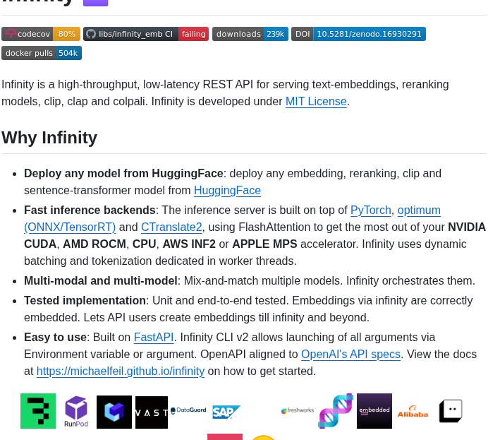 Michaelfeil Infinity screenshot
