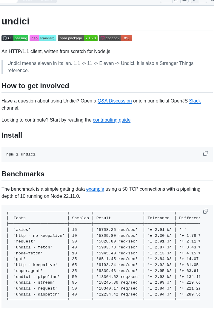 Nodejs Undici screenshot
