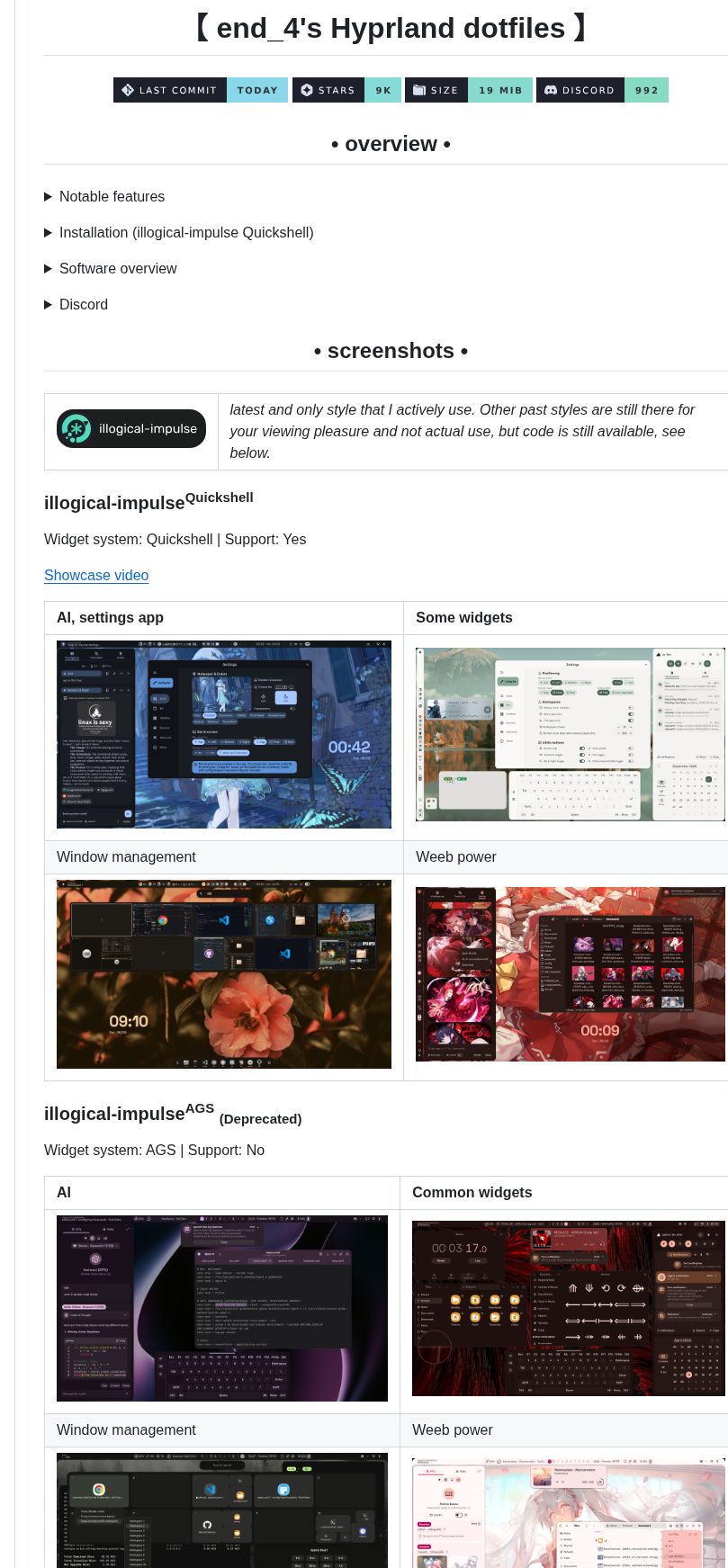 End 4 Dots Hyprland screenshot