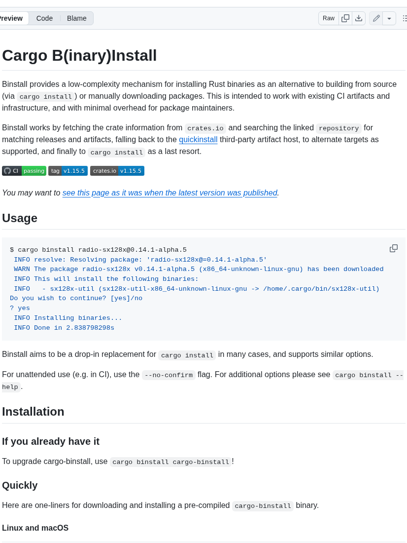 Cargo Bins Cargo Binstall screenshot