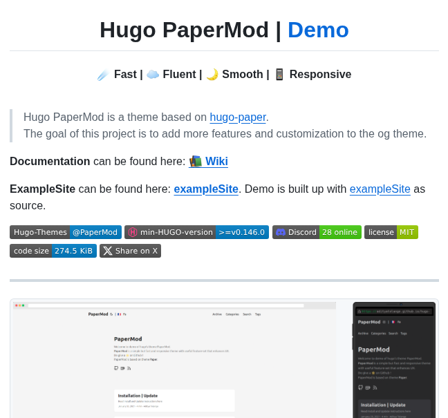 Adityatelange Hugo Papermod screenshot