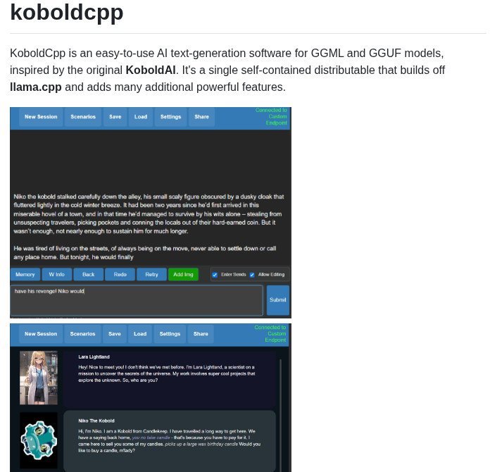 Lostruins Koboldcpp screenshot