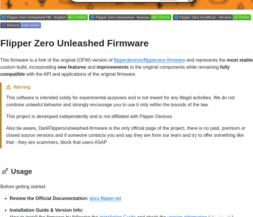 Darkflippers Unleashed Firmware screenshot