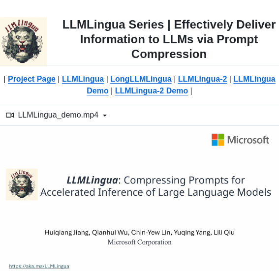 Microsoft Llmlingua screenshot