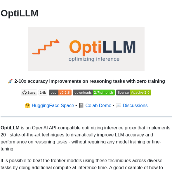 Codelion Optillm screenshot