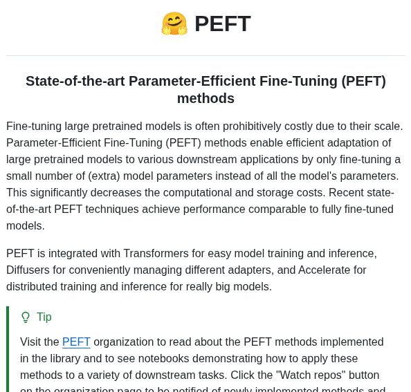 Huggingface Peft screenshot