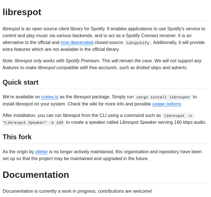 Librespot Org Librespot screenshot
