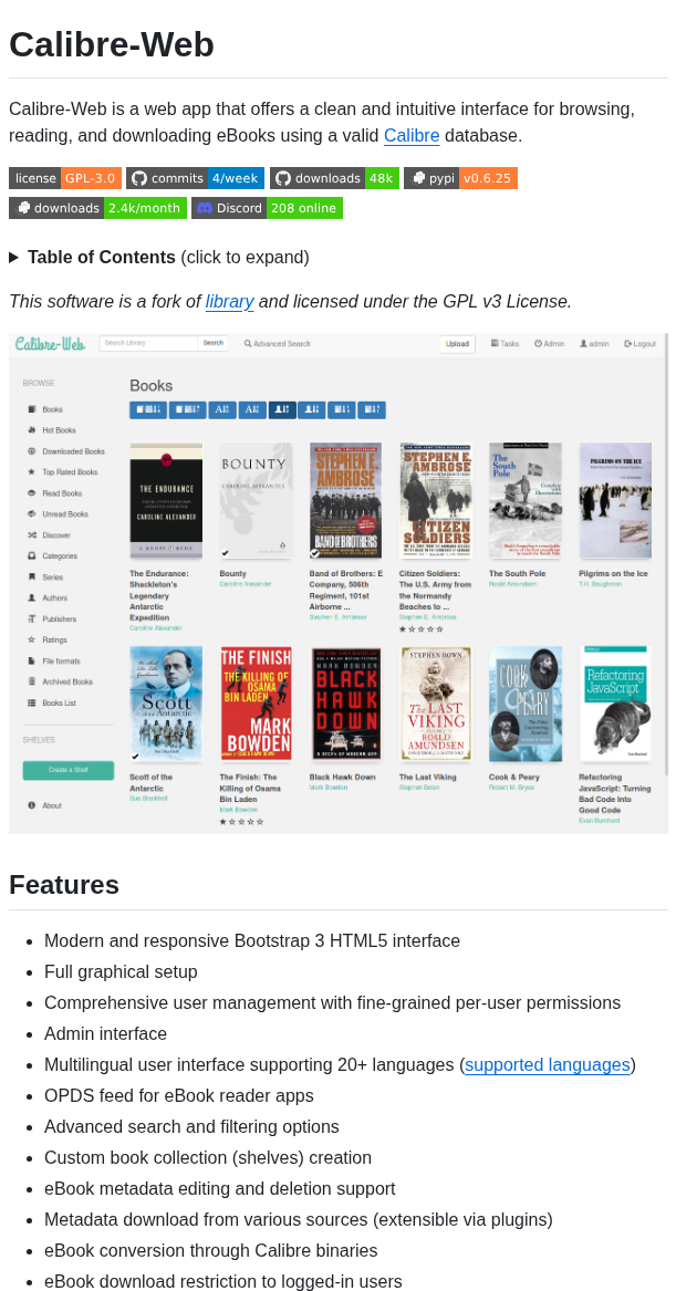 Janeczku Calibre Web screenshot