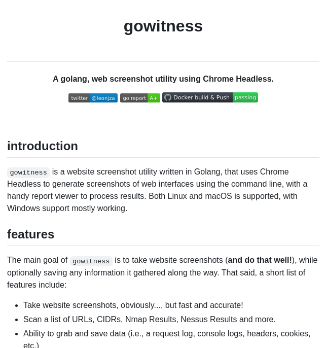 Sensepost Gowitness screenshot