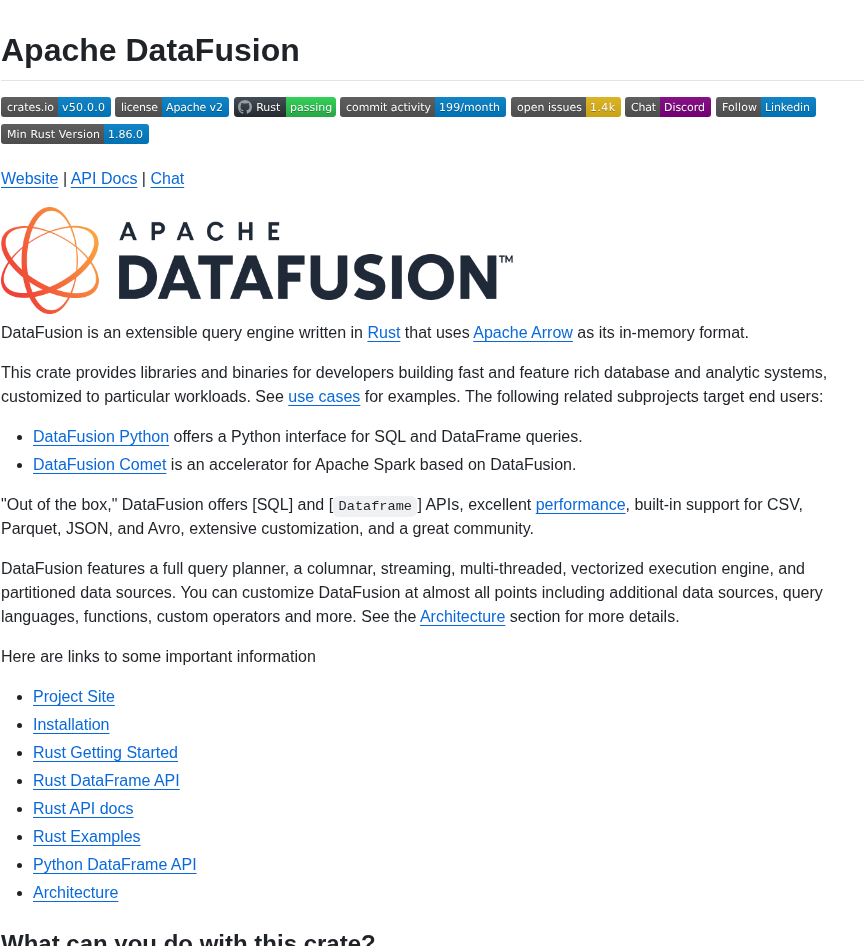 Apache Datafusion screenshot