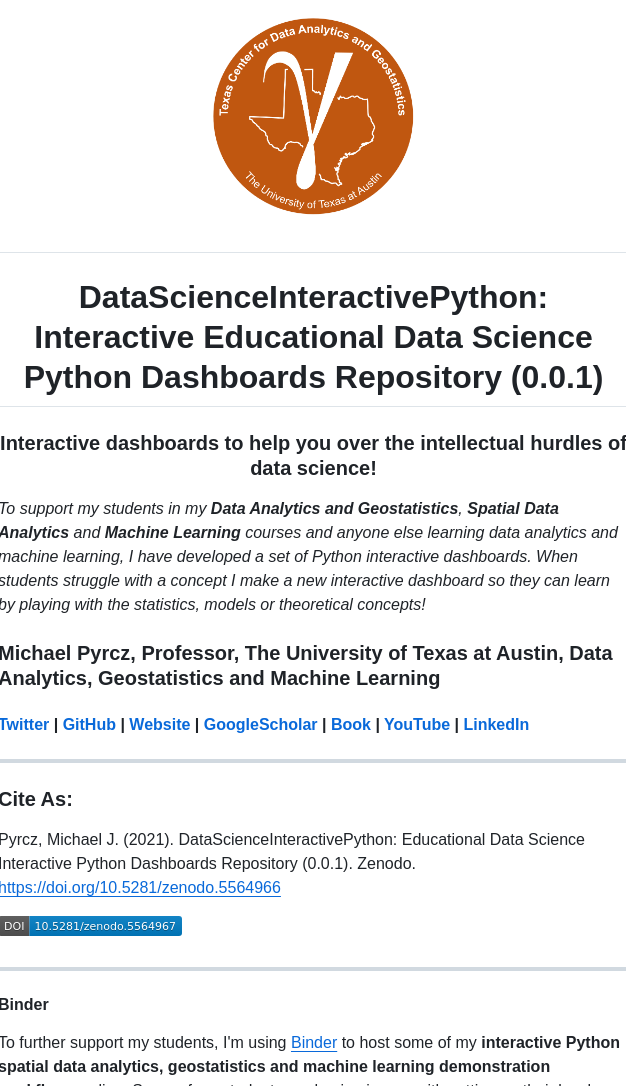 Geostatsguy Datascienceinteractivepython screenshot