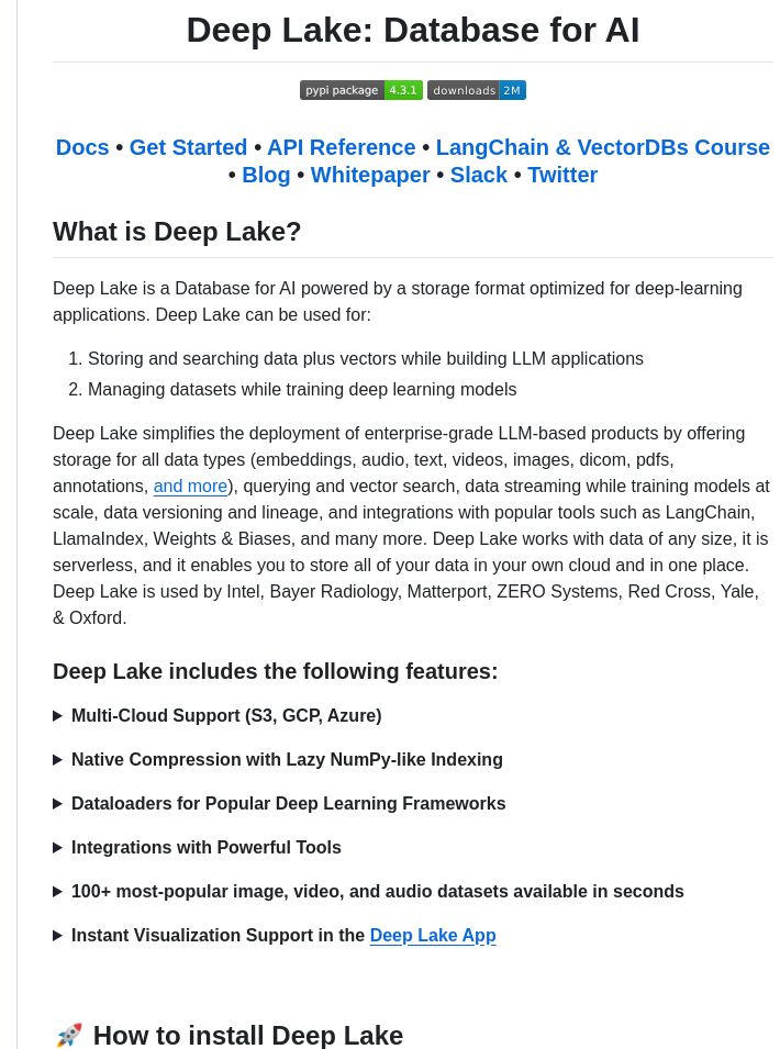Activeloopai Deeplake screenshot
