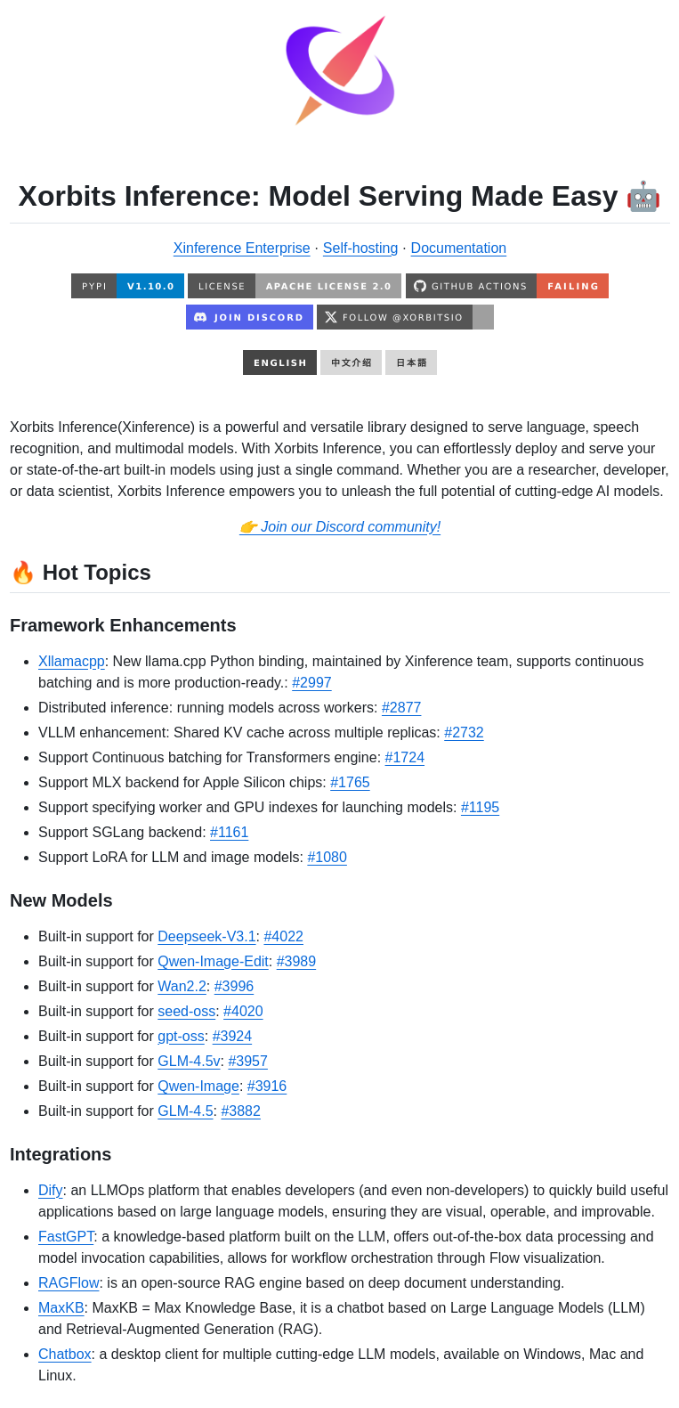 Xorbitsai Inference screenshot