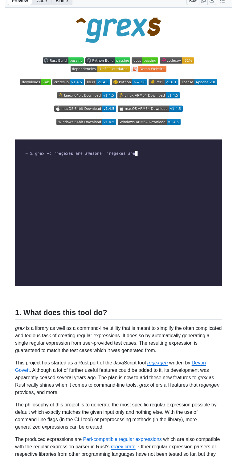 Pemistahl Grex screenshot