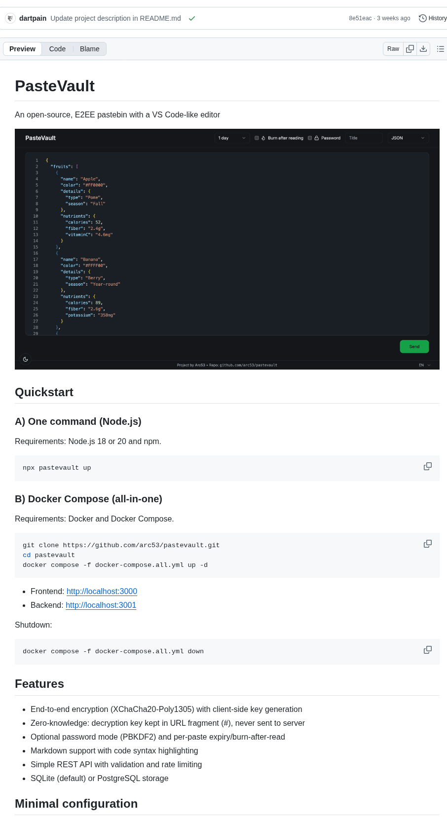 Arc53 Pastevault screenshot
