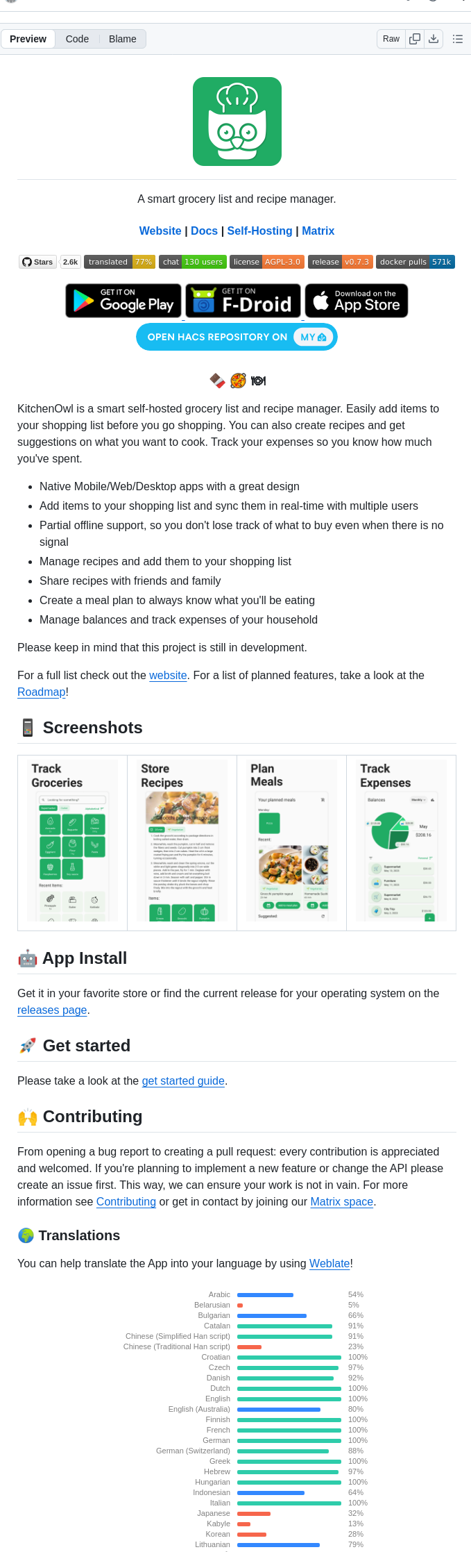 Tombursch Kitchenowl screenshot