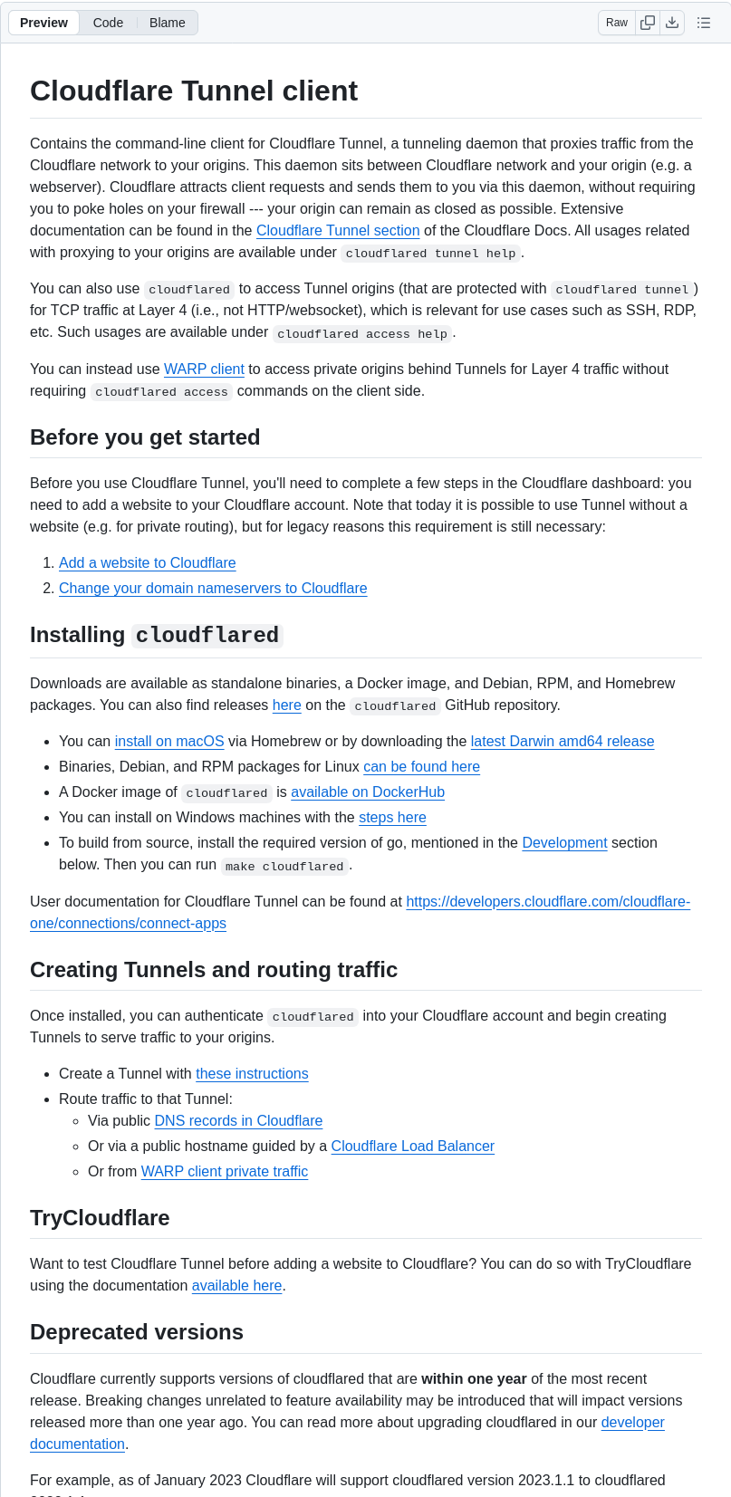 Cloudflare Cloudflared screenshot