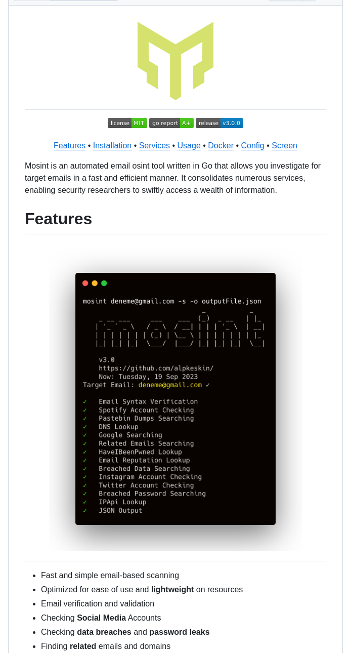 Alpkeskin Mosint screenshot