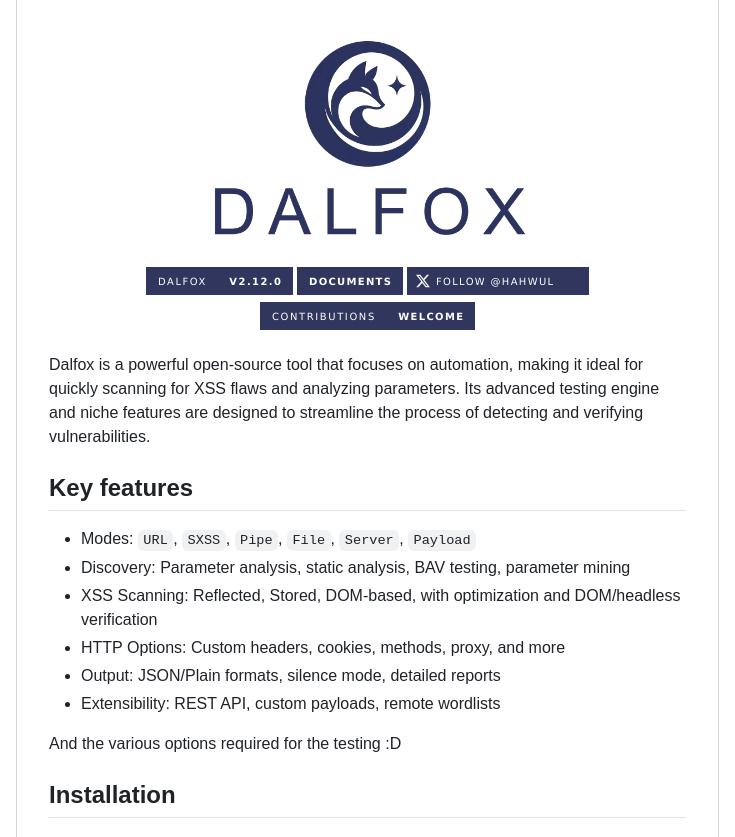 Hahwul Dalfox screenshot