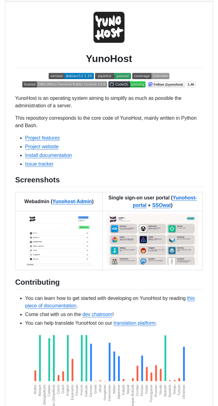 Yunohost Yunohost screenshot